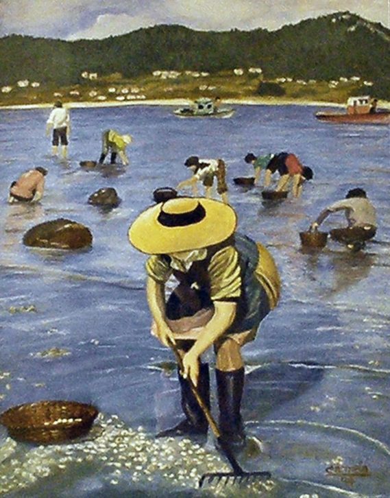 Mariscadores cogiendo berberecho