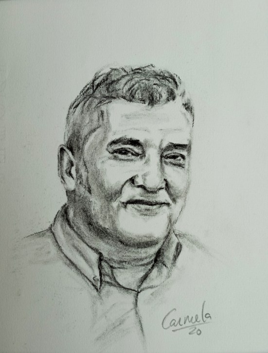 Retrato Sergio Ribeiro a carboncillo