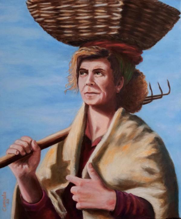 Mujer con panela mirando el horizonte