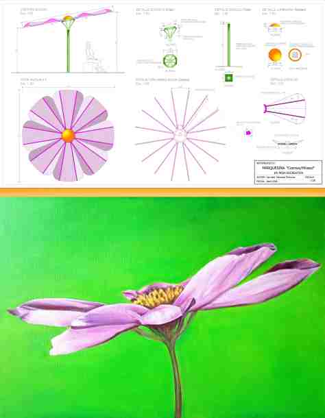 Flor cosmos y proyecto de marquesina